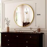 HARRITPURE Round Mirror 30 Black Wall Mounted Circle Mirrors Vanity Mirror with Brushed Aluminum Alloy Frame Modern Decoration for Bathroom, Living Room, Vanity, Bedroom, Entryway - Homesidy.com