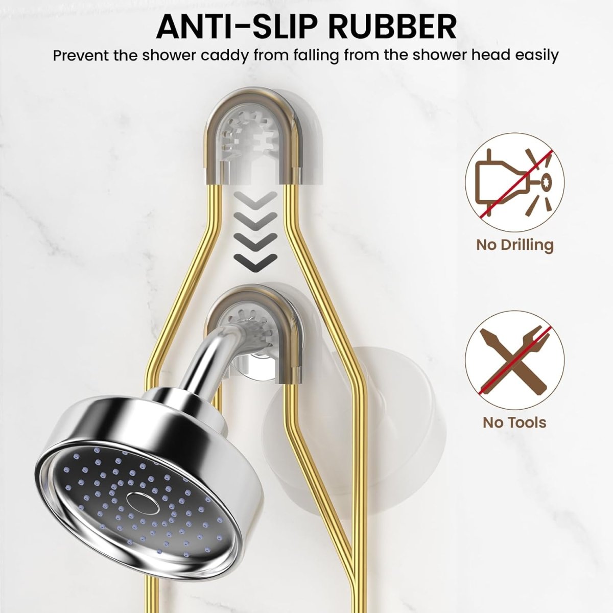 Shower Caddy Hanging Adjustable Shower Caddy, Rustproof Shower Organizer Extended Length Shower Caddy Over Shower Head with Hooks Soap Holder, Large Capacity Anti - Swing Bathroom Organizer, Black - Homesidy.com
