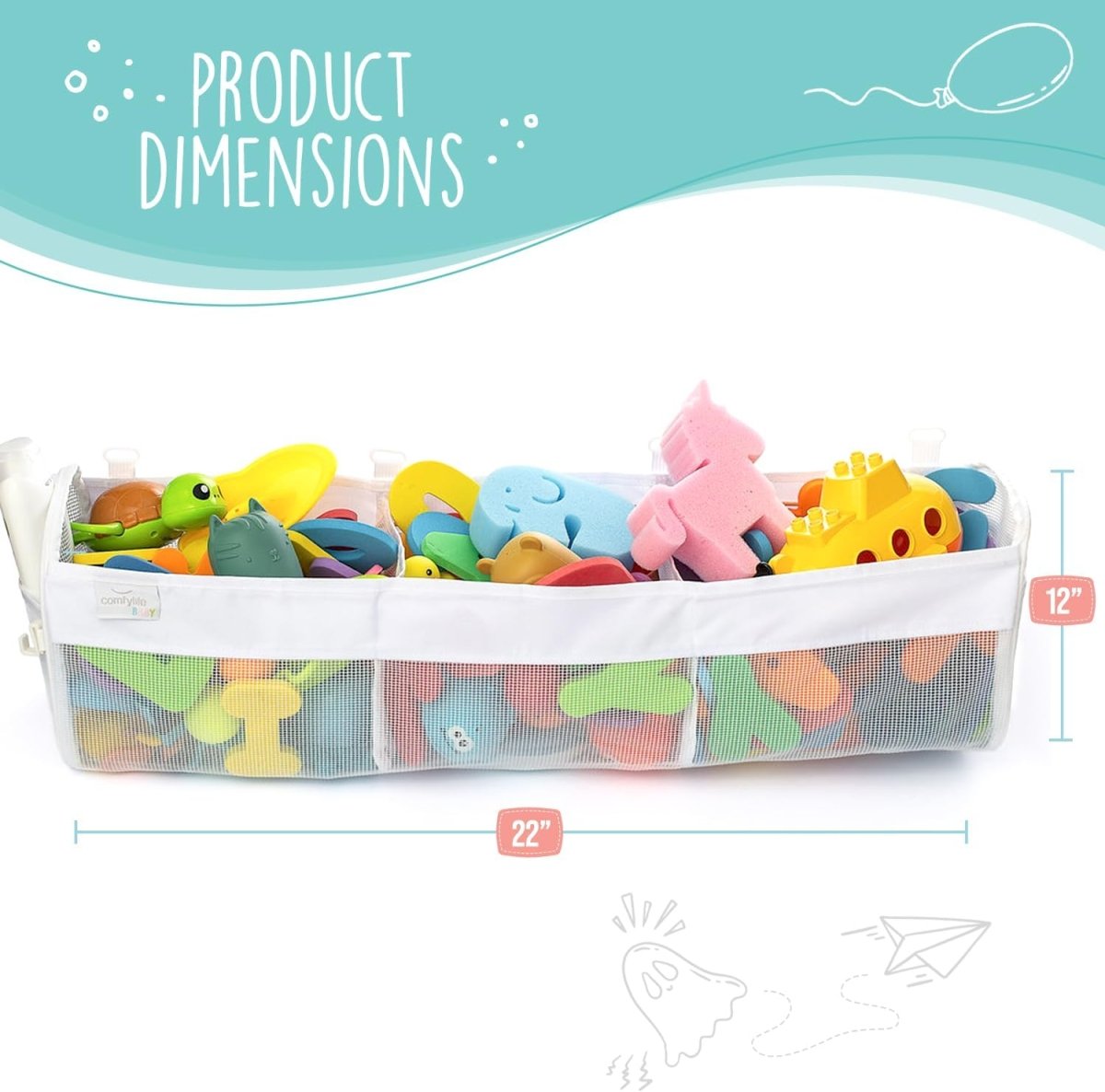 2 x Mesh Bath Toy Organizer 8 Ultra Strong Hooks – The Perfect Bathtub Toy Holder &amp; Bathroom or Shower Caddy – These Multi - use Net Bags Make Baby Bath Toy Storage Easy – For Kids &amp; Toddlers - Homesidy.com