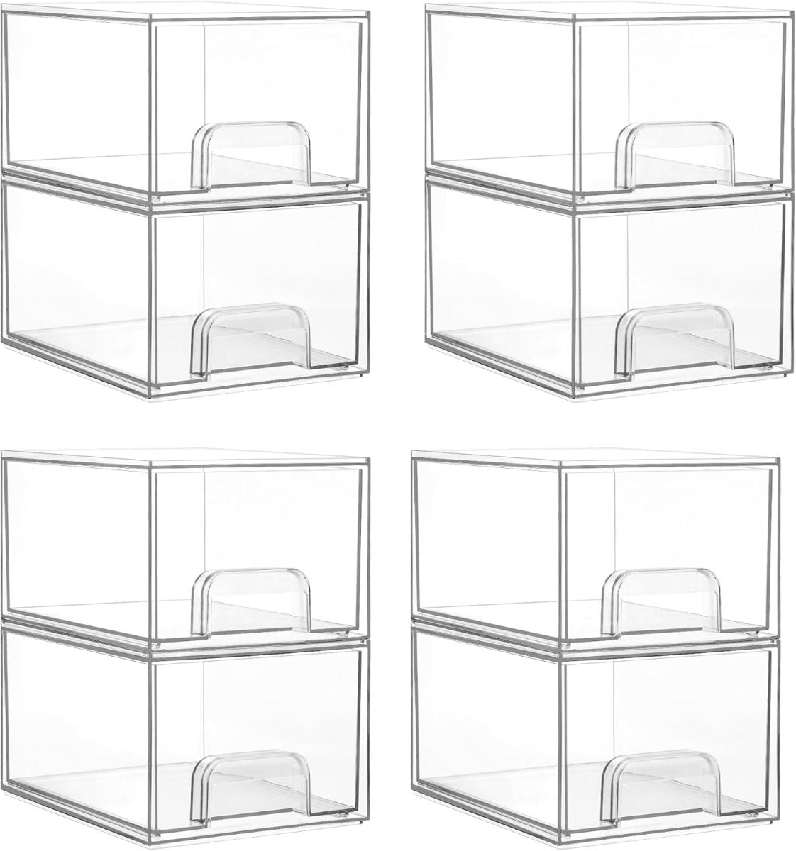 Vtopmart 4 Pack Small Clear Stackable Storage Drawers,Acrylic Bathroom Makeup Organizer,Plastic Storage Bins For Vanity, Undersink, Kitchen Cabinets, Pantry, Home Organization - Homesidy.com