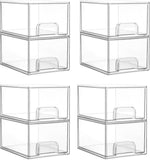 Vtopmart 4 Pack Small Clear Stackable Storage Drawers,Acrylic Bathroom Makeup Organizer,Plastic Storage Bins For Vanity, Undersink, Kitchen Cabinets, Pantry, Home Organization - Homesidy.com