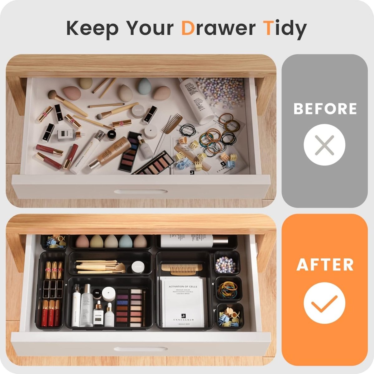 A - LuGei 【Military Grade Drawer Organizer, 【𝟱𝗦𝗶𝘇𝗲】 Makeup organizer, 【Holds 177 Items】 Bathroom Organizers and Storage, Organization and Storage, Desk Drawer Organizer for Bathroom Vanity - Homesidy.com