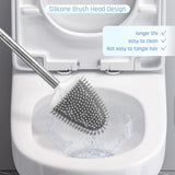 Sellemer Toilet Brush and Holder Set - Flexible Toilet Bowl Brush Head with Silicone Bristles, Compact Size for Storage and Organization, Ventilation Slots Base (1 Pack, Silver) - Homesidy.com