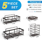 EUDELE Adhesive Shower Caddy, 5 Pack Rustproof Stainless Steel Bath Organizers With Large Capacity, No Drilling Shelves for Bathroom Storage &amp; Home Decor - Homesidy.com