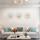 3 Pack Metal Mirrors for Wall Sunburst Wall Mirrors Home Décor Decorative Hanging Wall Art for Living Room Bedroom Entryway (Gold, Flower Sunburst) - Homesidy.com