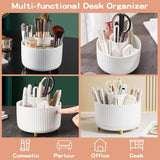 fanado 360° Rotate Makeup Brush Holder Organizer, Makeup Organizers Countertop, Makeup organization and Skincare Storage for Vanity, Desktop, Bathroom (White) - Homesidy.com