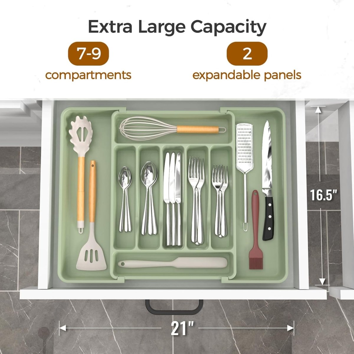 ukeetap Extra Large Expandable Silverware Organizer, BPA - Free Food - Safe Cutlery Flatware Organizer, Kitchen Utensil Drawer Organizer, Adjustable Silverware Holder for Spoons Forks Knives, Black - Homesidy.com
