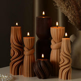 Threlaco 6 Pcs Pillar Candles Modern Aesthetic Ribbed Decorative Candle Set Cute Soy Wax Scented Ribbed Decor for Home(White,2.36 - 6.89 Inch) - Homesidy.com