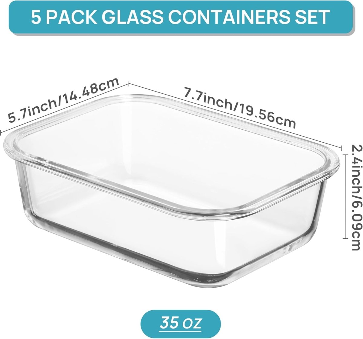 Vtopmart 5Pack 22oz Glass Storage Containers with Lids, Glass Meal Prep Food Container Sets with Snap Airtight Lids for Microwave, Oven, Freezer and Dishwasher, Grey - Homesidy.com