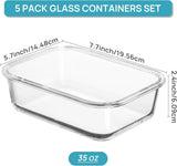 Vtopmart 5Pack 22oz Glass Storage Containers with Lids, Glass Meal Prep Food Container Sets with Snap Airtight Lids for Microwave, Oven, Freezer and Dishwasher, Grey - Homesidy.com