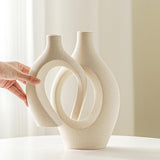 Lvases Snuggle Hollow Ceramic Vase Set of 2, Nordic Modern Boho ins Style Decorative Ceramic Aesthetic Flower Vase for Home Decor (Milky White W 6.3&34; X H 8.4&34;) - Homesidy.com