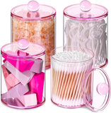 XIPENGKEJI 2 Pack Qtip Holder,Canister Apothecary Jar Set, Bathroom Jars with Lids Set for Cotton Swabs, Balls, Pads, Floss Picks,10oz - 12oz Plastic Canisters Restroom Bedroom Vanity Organizer(Black) - Homesidy.com