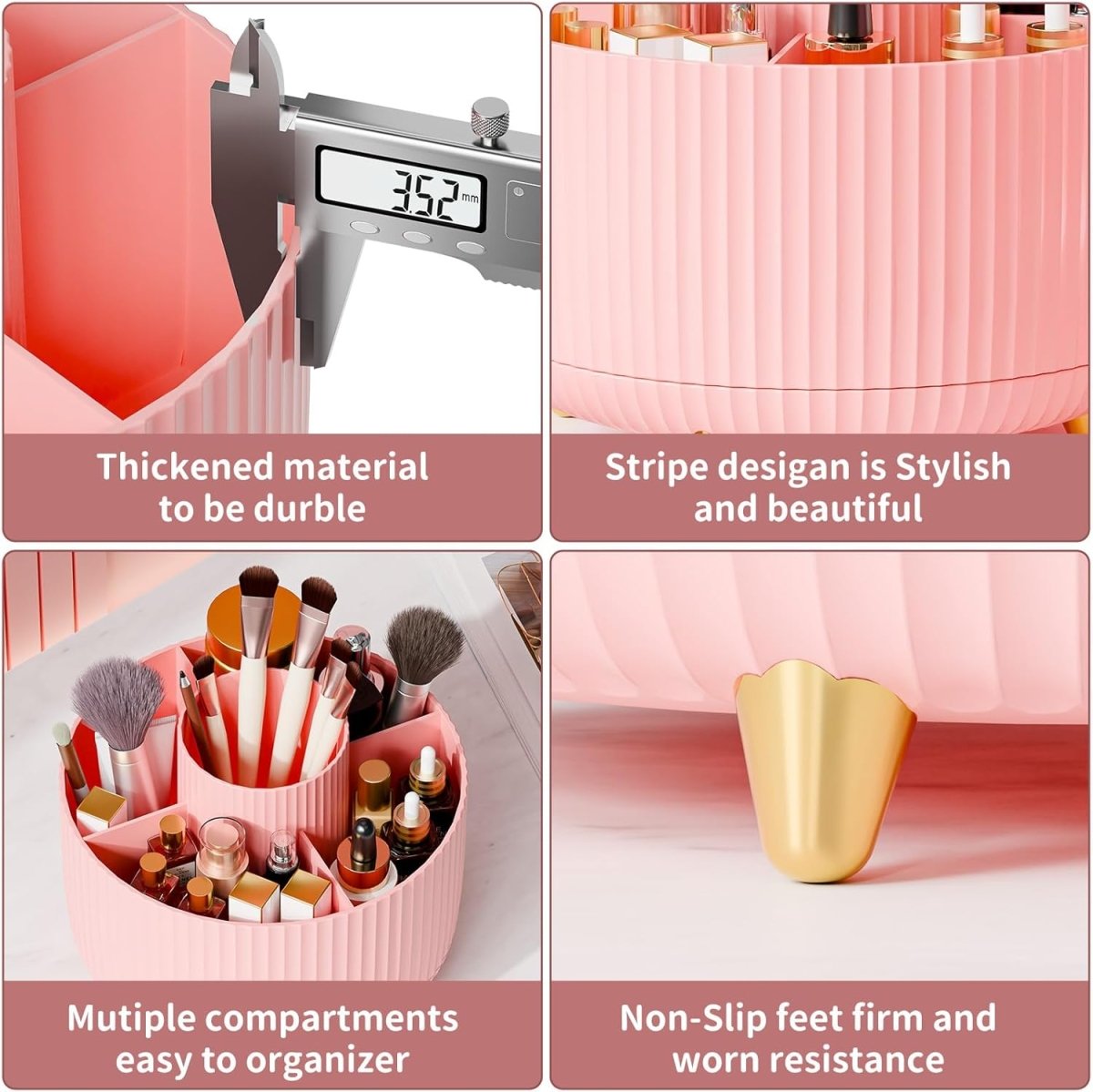 fanado 360° Rotate Makeup Brush Holder Organizer, Makeup Organizers Countertop, Makeup organization and Skincare Storage for Vanity, Desktop, Bathroom (White) - Homesidy.com