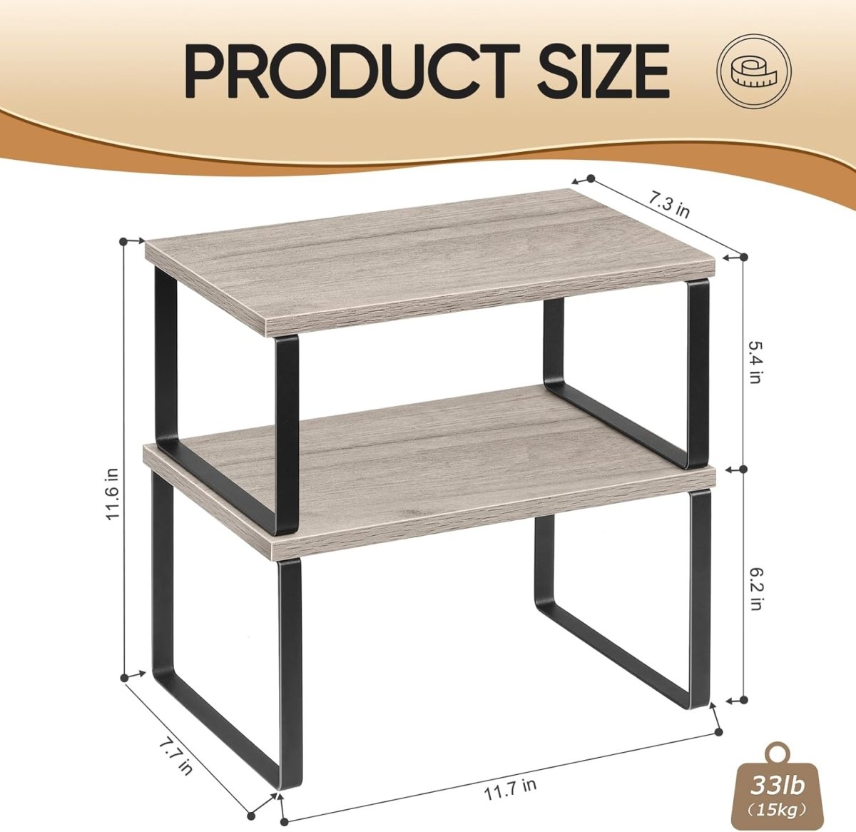 NEX Bamboo Kitchen Cabinet and Counter Shelf Organizer, Stackable &amp; Expandable, Set of 4, White and Natural - Homesidy.com