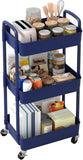 Sywhitta 3 - Tier Plastic Rolling Utility Cart with Handle, Multi - Functional Storage Trolley for Office, Living Room, Kitchen, Movable Storage Organizer with Wheels, White - Homesidy.com