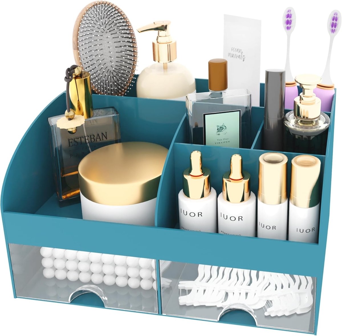 Makeup Organizer with Drawers, Cosmetic Storage for Dresser Vanity and Bathroom Countertop, Beauty Holder for Lipstick Brush, Skincare Organizer for Vanity, Cosmetic Display Case (White) - Homesidy.com