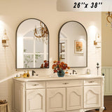 VooBang Arched Wall Mirror, 30 x 38 inch Arch Bathroom Mirror, Wall Mounted Vanity Mirror with Arch Metal Frame, Modern Bathroom Vanity Mirror for Bedroom, Living Room, Hanging or Leaning, Black - Homesidy.com