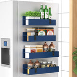 HuggieGems Metal 4 Pack Magnetic Spice Storage Rack Organizer for Refrigerator and Oven, Black Fridge Organizers and Storage - Homesidy.com