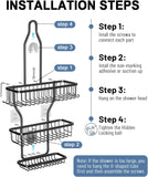 MSAICOE Shower Caddy Hanging - Never Rust Shower Hanging Organizer - Aluminum Over the ShowerHead Caddy with Soap Basket and 6 Hooks for Razor/Sponge (Black) - Homesidy.com