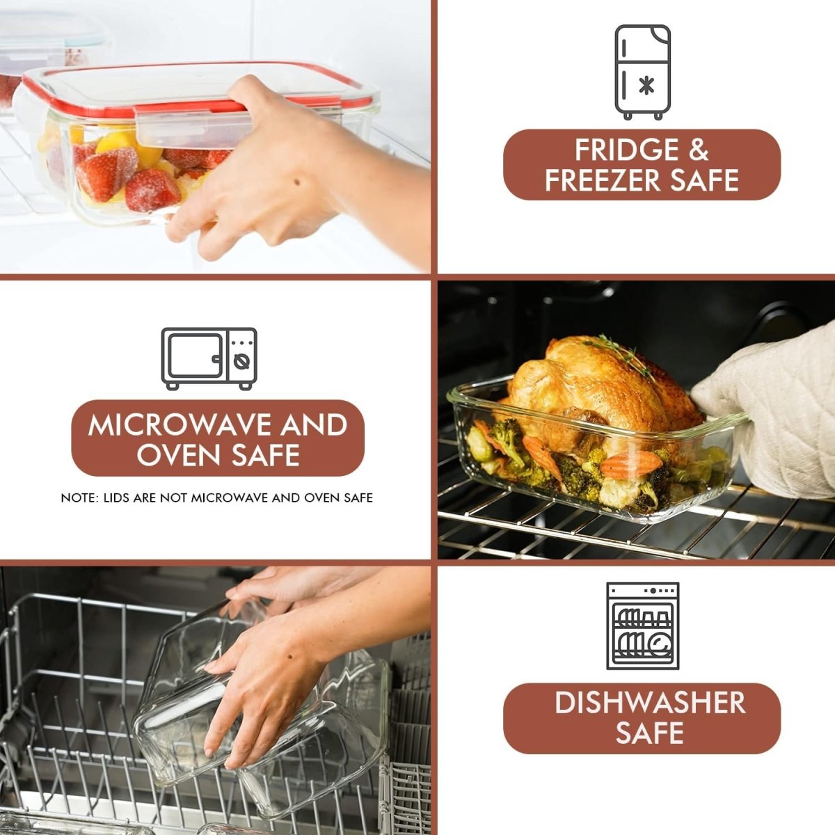 Razab 35 Pc Set Glass Food Storage Containers with Lids - Meal Prep Airtight Bento Boxes BPA - Free 100% Leak Proof (15 lids,15 glass &amp; 5 Plastic Sauce/Dip Containers) - Homesidy.com
