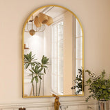 VooBang Arched Wall Mirror, 30 x 38 inch Arch Bathroom Mirror, Wall Mounted Vanity Mirror with Arch Metal Frame, Modern Bathroom Vanity Mirror for Bedroom, Living Room, Hanging or Leaning, Black - Homesidy.com