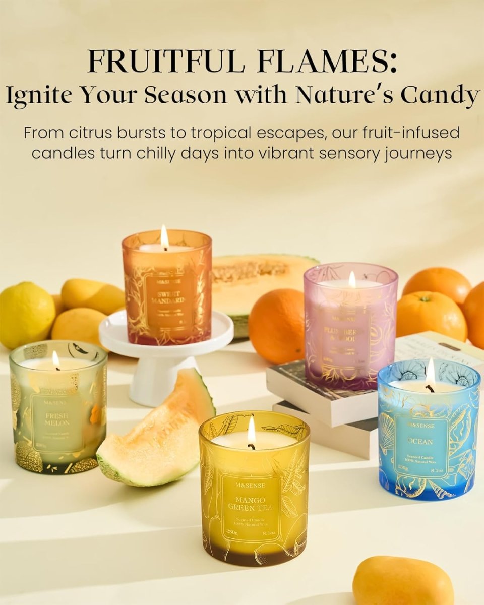 M&amp;SENSE Vanilla Scented Candles, Vegan Soy Candles, Creamy Naturally Scented, 8.1oz 42 - Hour Slow Burning Time, Toxic Free Winter Relaxing Sleep Thanksgiving Christmas Fancy Gift for Home Decor - Homesidy.com