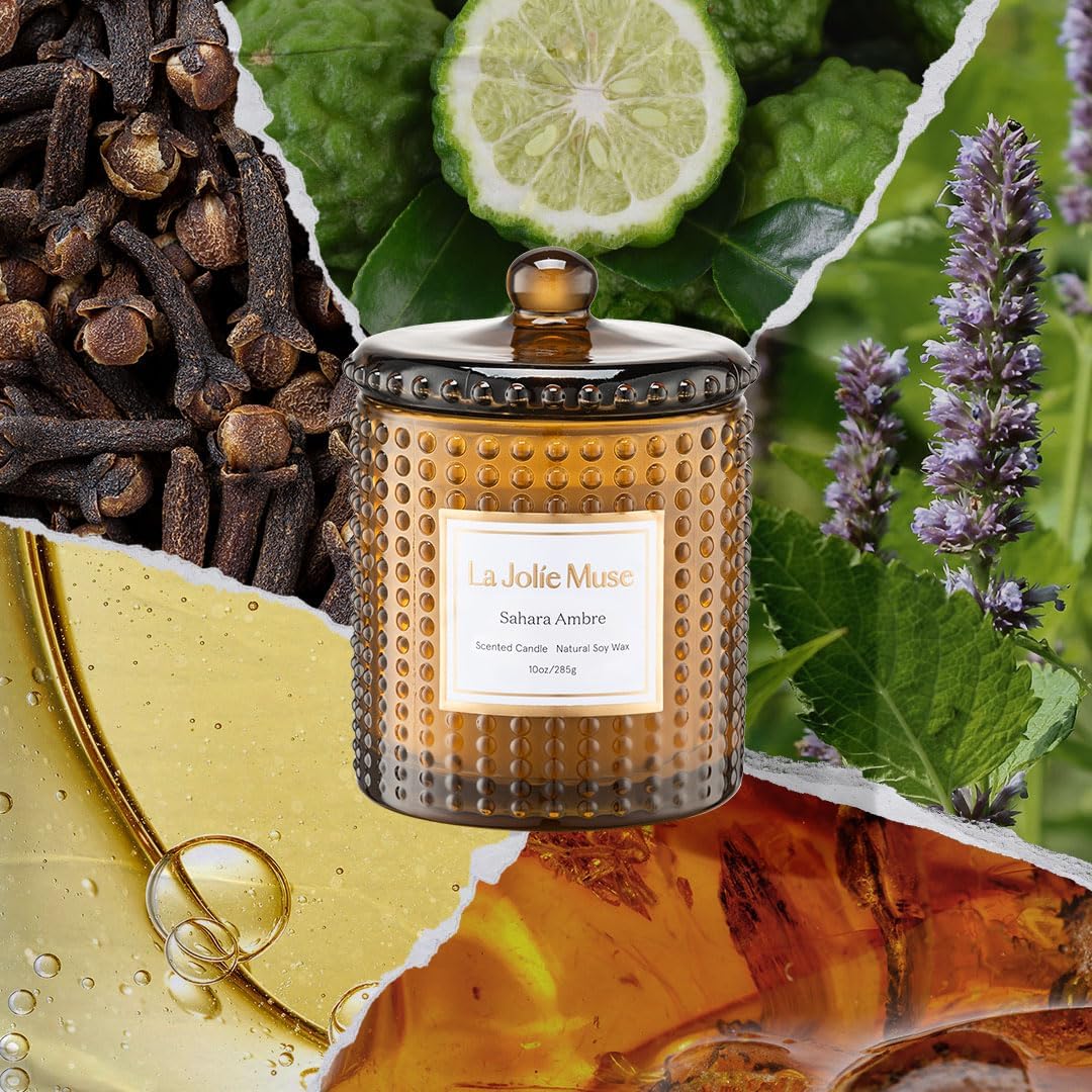 LA JOLIE MUSE Christmas Candle | Ruby Berry Bliss | Mandarin Cranberry &amp; Plum | 10 oz Festive Candle | 55 Hours Clean Burn | Gift for Women &amp; Family - Homesidy.com