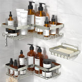 YASONIC Corner Adhesive Shower Caddy, with Soap Holder and 12 Hooks, Rustproof Stainless Steel Bathroom Organizer, No Drilling Wall Mounted Rack, Black, 3 - Pack - Homesidy.com