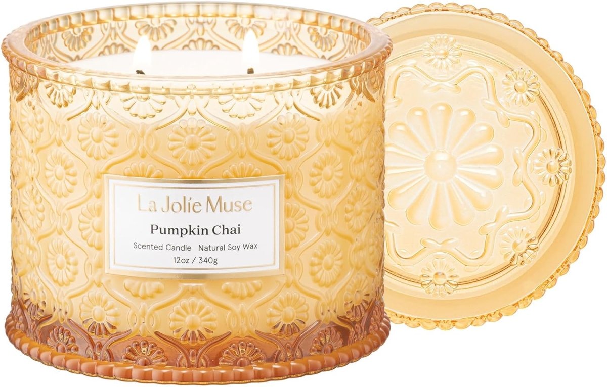 LA JOLIE MUSE Sahara Amber Candle – Bergamot, Clove &amp; Amber | 12 oz Large 2 - Wick Soy Wax Candle | 60 Hours Clean Burn | Gift - Ready for Hosts &amp; Gatherings | Elegant Home Décor - Homesidy.com