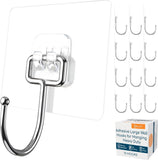 GLUIT Adhesive Wall Hooks for Hanging Heavy Duty 22 lbs Hooks for Walls No Damage, Towel Sticky Clear Hook, Waterproof, Home, Bathroom, Kitchen, Office, and Outdoor 12 Pack - Homesidy.com