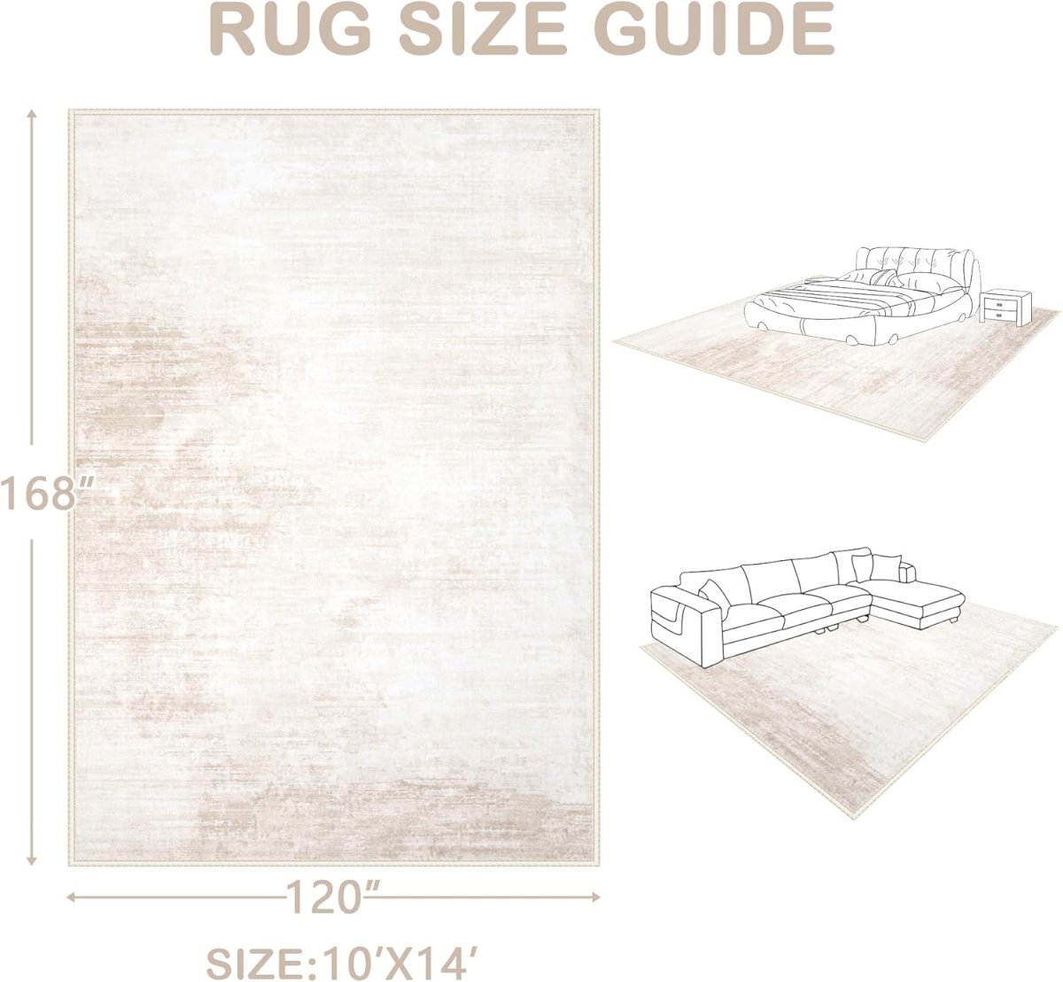Area Rugs 6x9 Living Room: Washable Rug Modern Abstract Large Rug Soft Non Slip Neutral Rugs Stain Resistant Indoor Carpet for Bedroom Kitchen Dining Room Table Nursery Home Office Rugs(Beige,6x9) - Homesidy.com