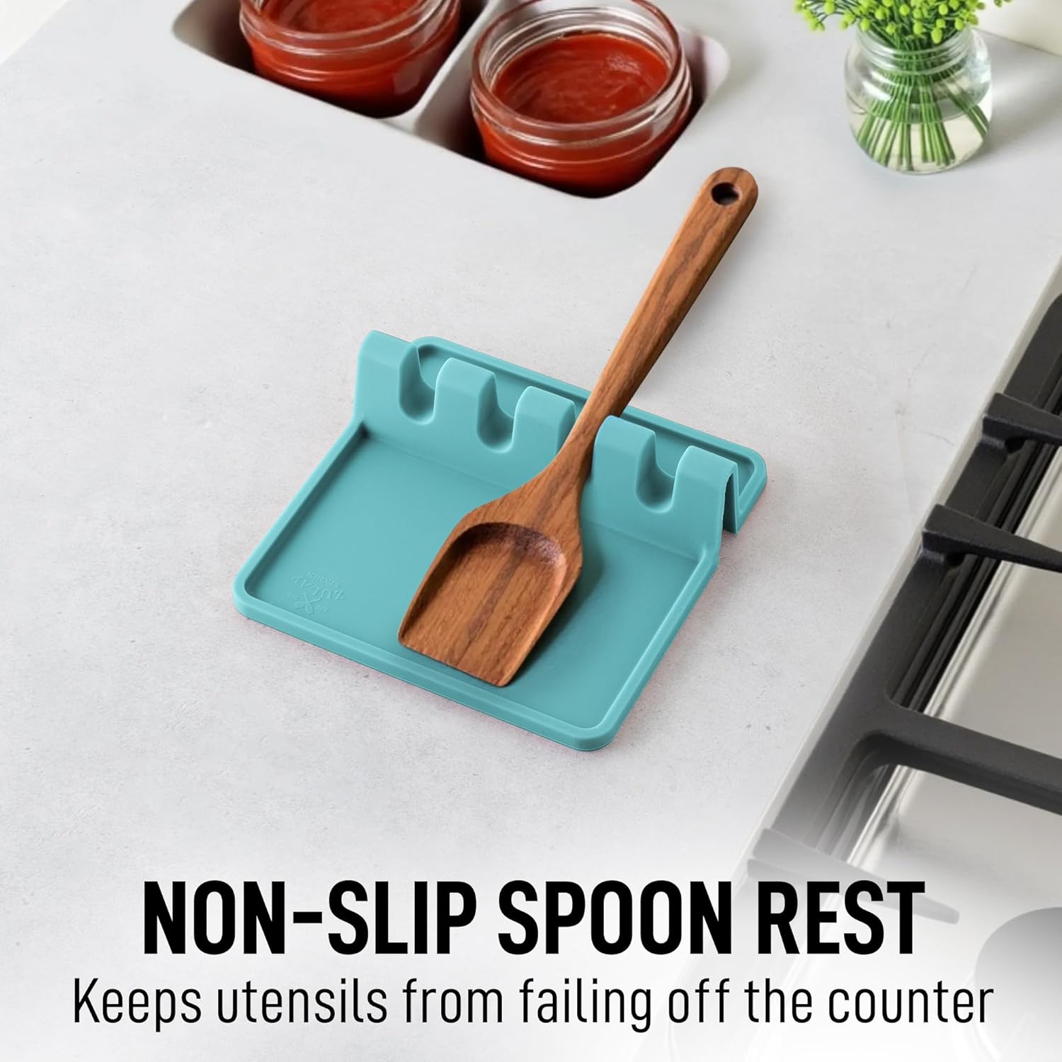 Zulay Kitchen Spoon Rest for Multiple Utensils High Heat - Resistant Silicone Drip Pad, BPA - Free Spoon Holder for Stove Top, Kitchen Gadget Holder for Ladles, Tongs, Cooking Spatula - Makes Great Gift - Homesidy.com
