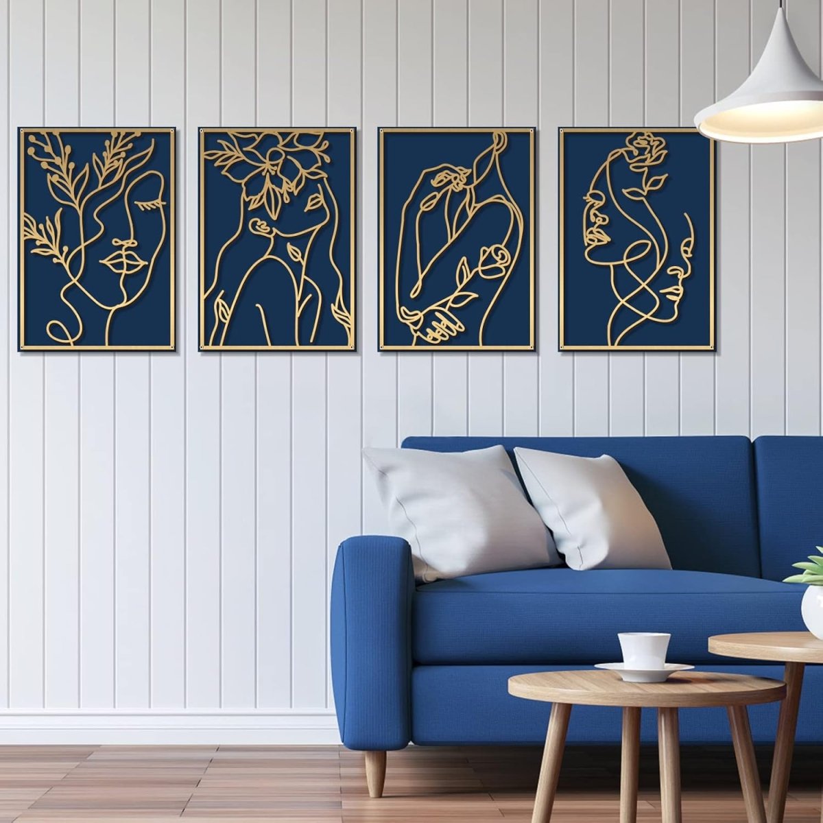 Glamativity 4 Pack Gold Wall Art Decor, Minimalist Single Line Real Metal Wall Art, Womans Body Shape Abstract Wall Art (Gold Classic Style, 17 x 11.8) - Homesidy.com