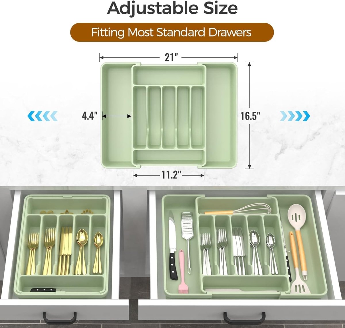 ukeetap Extra Large Expandable Silverware Organizer, BPA - Free Food - Safe Cutlery Flatware Organizer, Kitchen Utensil Drawer Organizer, Adjustable Silverware Holder for Spoons Forks Knives, Black - Homesidy.com