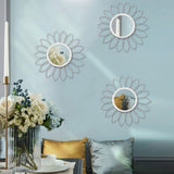 3 Pack Metal Mirrors for Wall Sunburst Wall Mirrors Home Décor Decorative Hanging Wall Art for Living Room Bedroom Entryway (Gold, Flower Sunburst) - Homesidy.com