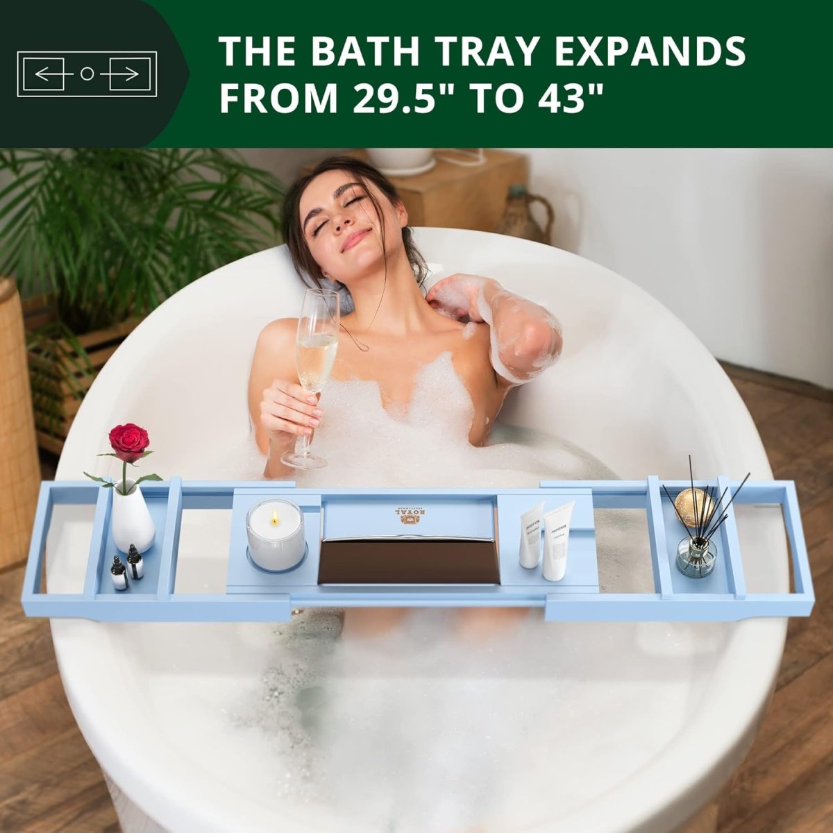 ROYAL CRAFT WOOD Bathtub Tray Caddy for Tub, Bamboo Bath Shelf, Premium Foldable Wood Bath Table, Expandable Bathtub &amp; Bathroom Accessories, New Home Gifts for Mom, Housewarming, Anniversary, Wedding - Homesidy.com