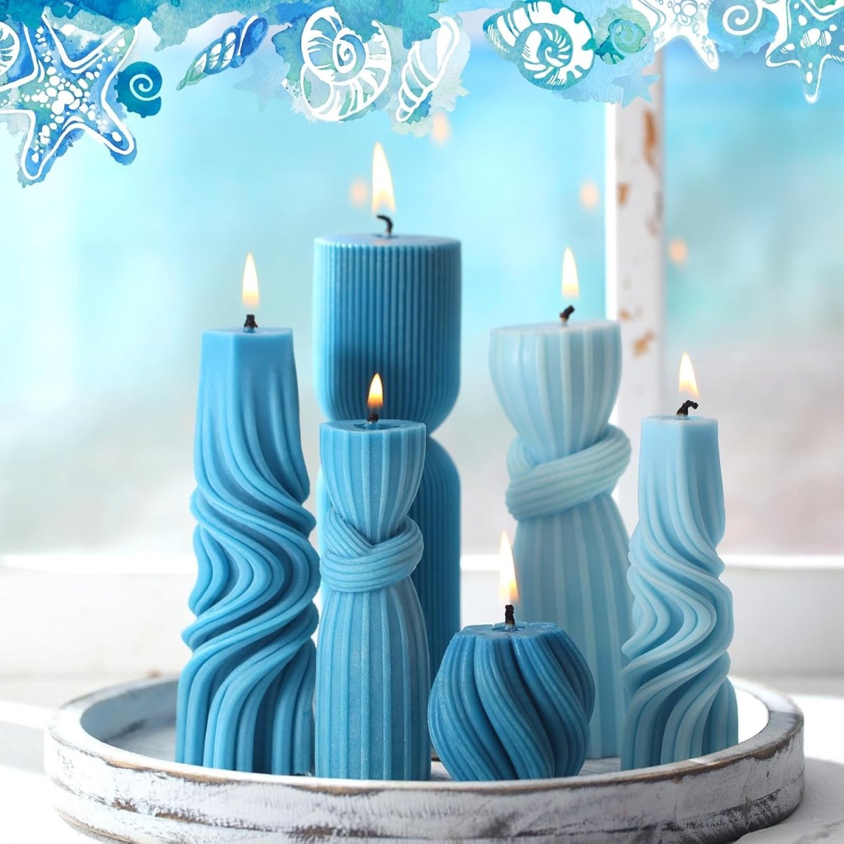 Threlaco 6 Pcs Pillar Candles Modern Aesthetic Ribbed Decorative Candle Set Cute Soy Wax Scented Ribbed Decor for Home(White,2.36 - 6.89 Inch) - Homesidy.com