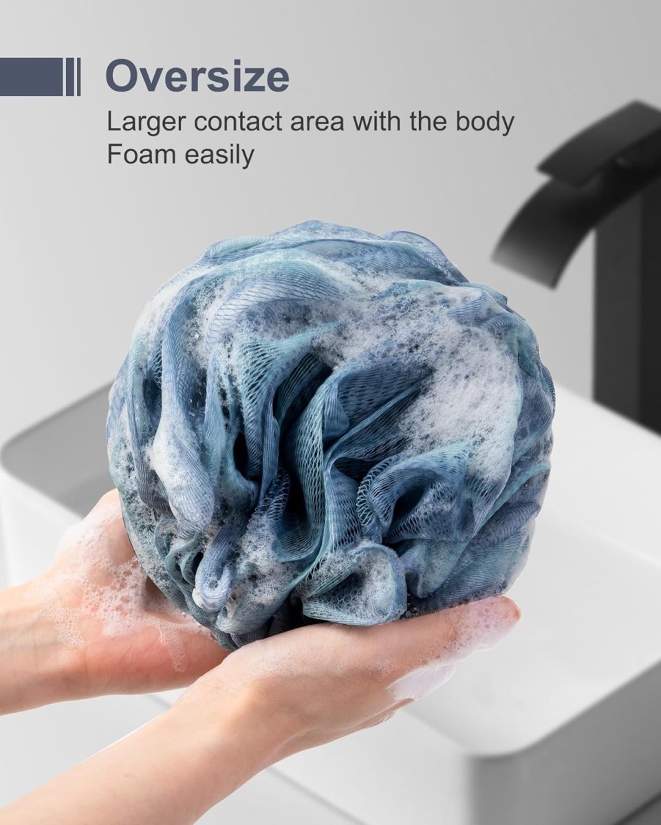 MTDLYICE Loofah Sponge, XXL Large Loofah 100g 4 Pack, Bath Sponge Soft Mesh Shower Loofah for Men, Body Scrub, Shower Pouf Bath Accessories, for Body Wash, Soap (Blue Gray) - Homesidy.com