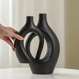 Lvases Snuggle Hollow Ceramic Vase Set of 2, Nordic Modern Boho ins Style Decorative Ceramic Aesthetic Flower Vase for Home Decor (Milky White W 6.3&34; X H 8.4&34;) - Homesidy.com