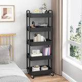 Sywhitta 3 - Tier Plastic Rolling Utility Cart with Handle, Multi - Functional Storage Trolley for Office, Living Room, Kitchen, Movable Storage Organizer with Wheels, White - Homesidy.com