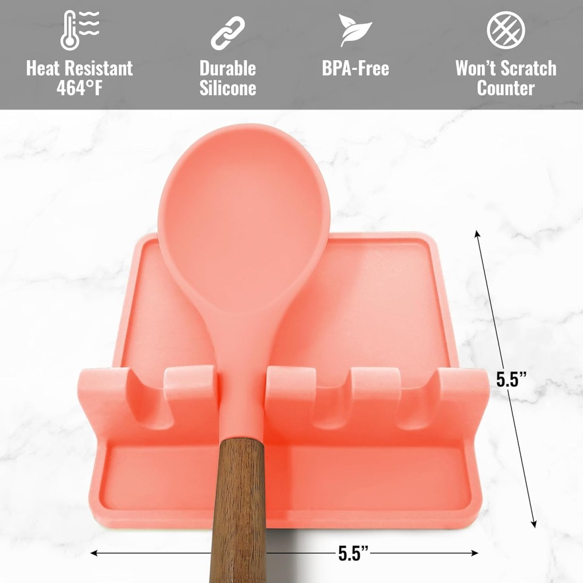 Zulay Kitchen Spoon Rest for Multiple Utensils High Heat - Resistant Silicone Drip Pad, BPA - Free Spoon Holder for Stove Top, Kitchen Gadget Holder for Ladles, Tongs, Cooking Spatula - Makes Great Gift - Homesidy.com
