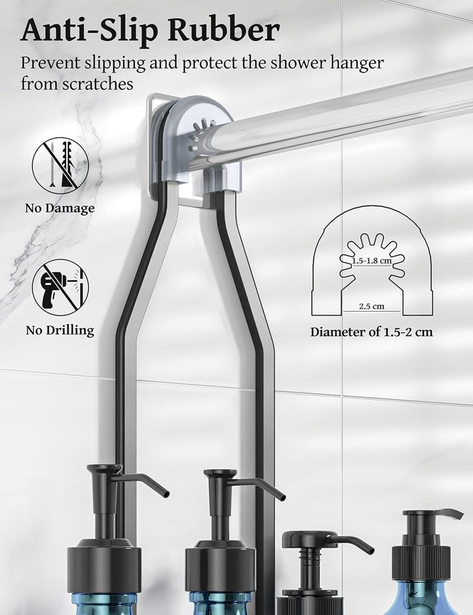YASONIC Shower Caddy Hanging - Never Rust Shower Organizer - Aluminum Over The Head Caddy with 10 Hooks for Razor/Sponge - Rack with Soap Basket - Silver - Homesidy.com