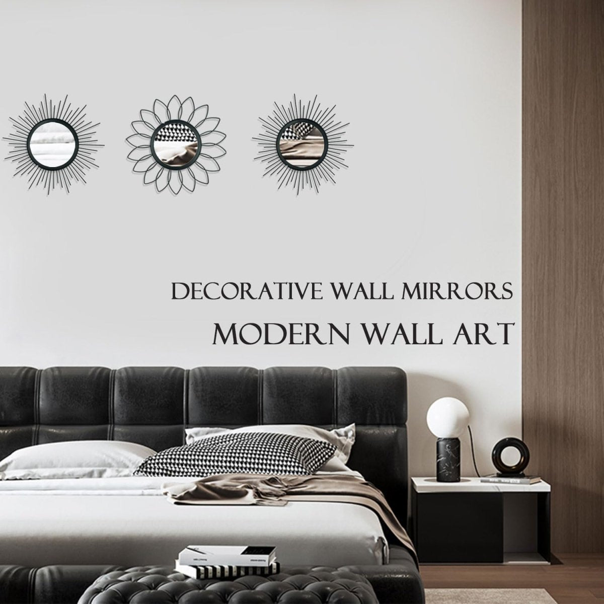 3 Pack Metal Mirrors for Wall Sunburst Wall Mirrors Home Décor Decorative Hanging Wall Art for Living Room Bedroom Entryway (Gold, Flower Sunburst) - Homesidy.com
