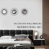 3 Pack Metal Mirrors for Wall Sunburst Wall Mirrors Home Décor Decorative Hanging Wall Art for Living Room Bedroom Entryway (Gold, Flower Sunburst) - Homesidy.com
