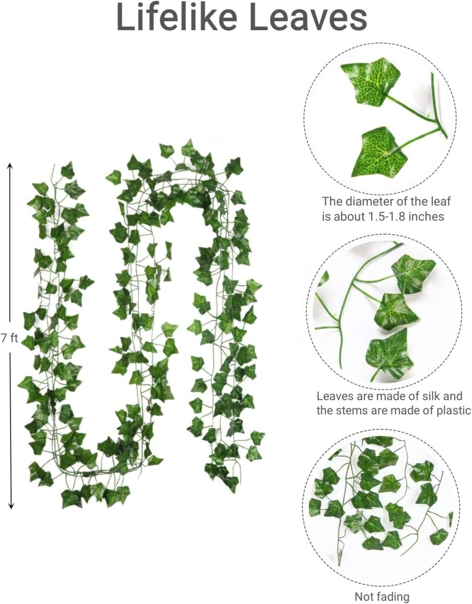 Fake Vines for Room Decor(12 Pack 84 Feet) Aesthetic Artificial Plant Ivy Leaves Hanging Greenery Garlands for Home Bedroom Wall Wedding Party Decor - Homesidy.com