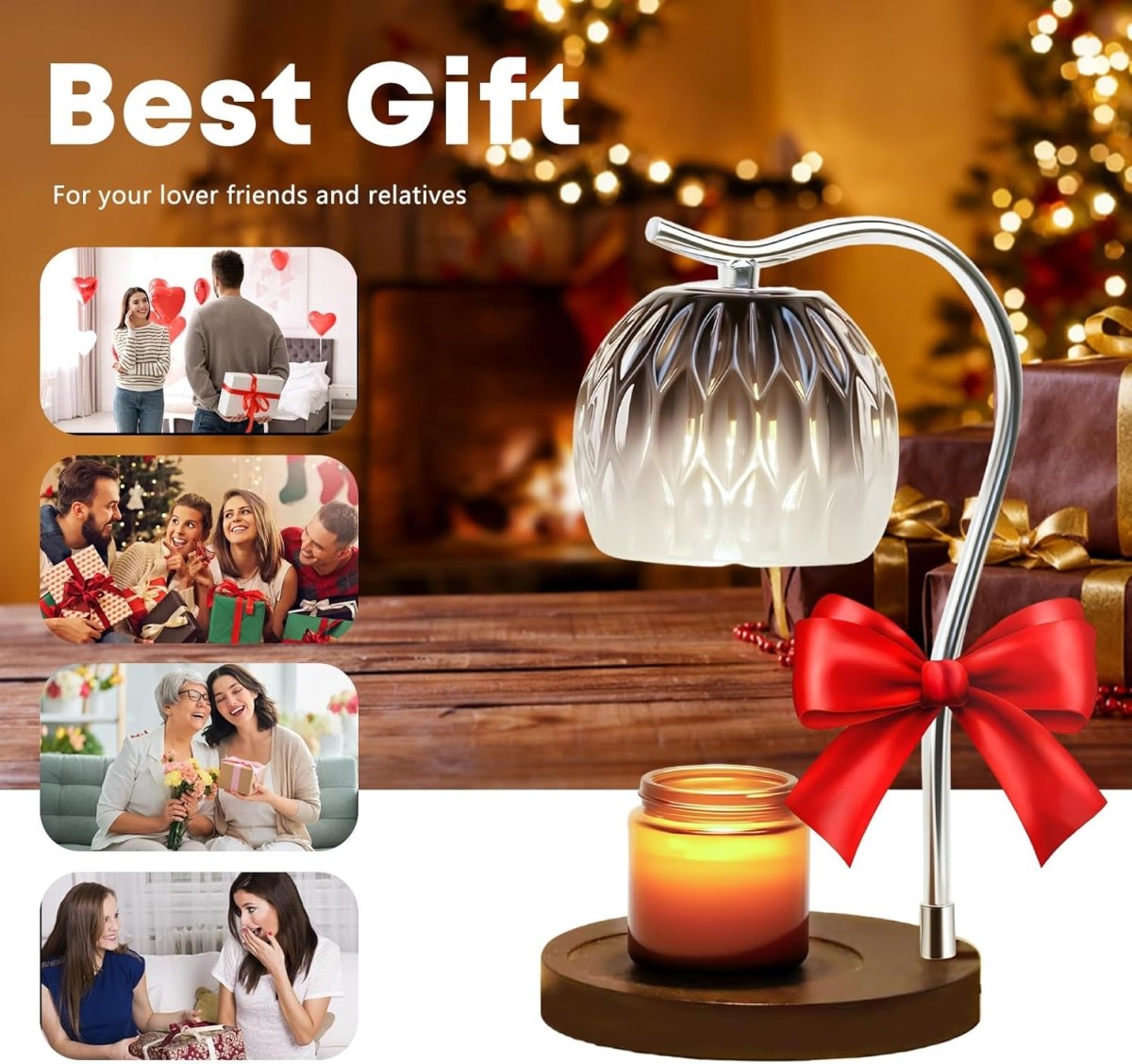 GEEZO Fragrance Candle Warmer Lamp，Electric Candle Warmer with Timer &amp; Dimmer，Mom Christmas Birthday Gifts for Women, House Warming Gifts New Home Bedroom Decor - Homesidy.com