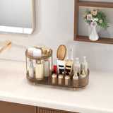 Makeup Organizer Countertop for Vanity, Rotating Perfume Tray with 5 - compartment Cosmetic and Skincare Organizers, Multi - Purpose Desk Storage Makeup Brush Holder for Bathroom Bedroom Counter - Homesidy.com
