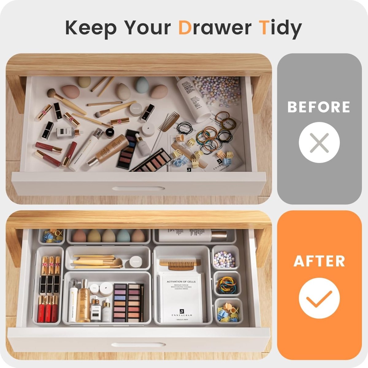 A - LuGei 【Military Grade Drawer Organizer, 【𝟱𝗦𝗶𝘇𝗲】 Makeup organizer, 【Holds 177 Items】 Bathroom Organizers and Storage, Organization and Storage, Desk Drawer Organizer for Bathroom Vanity - Homesidy.com