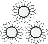 3 Pack Metal Mirrors for Wall Sunburst Wall Mirrors Home Décor Decorative Hanging Wall Art for Living Room Bedroom Entryway (Gold, Flower Sunburst) - Homesidy.com