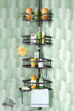 HAMITOR Corner Shower Caddy Tension Pole: Rustproof 4 - Tier Bathroom Organizer Shelves for Bathtub Shampoo Storage - 47 - 121 Inch Quick Install Adjustable Rod Standing Rack with Soap Rack - Silver Gray - Homesidy.com